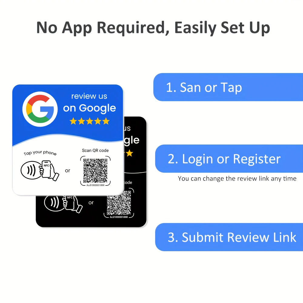 NFC + QR stickers square 1/3/5 pcs