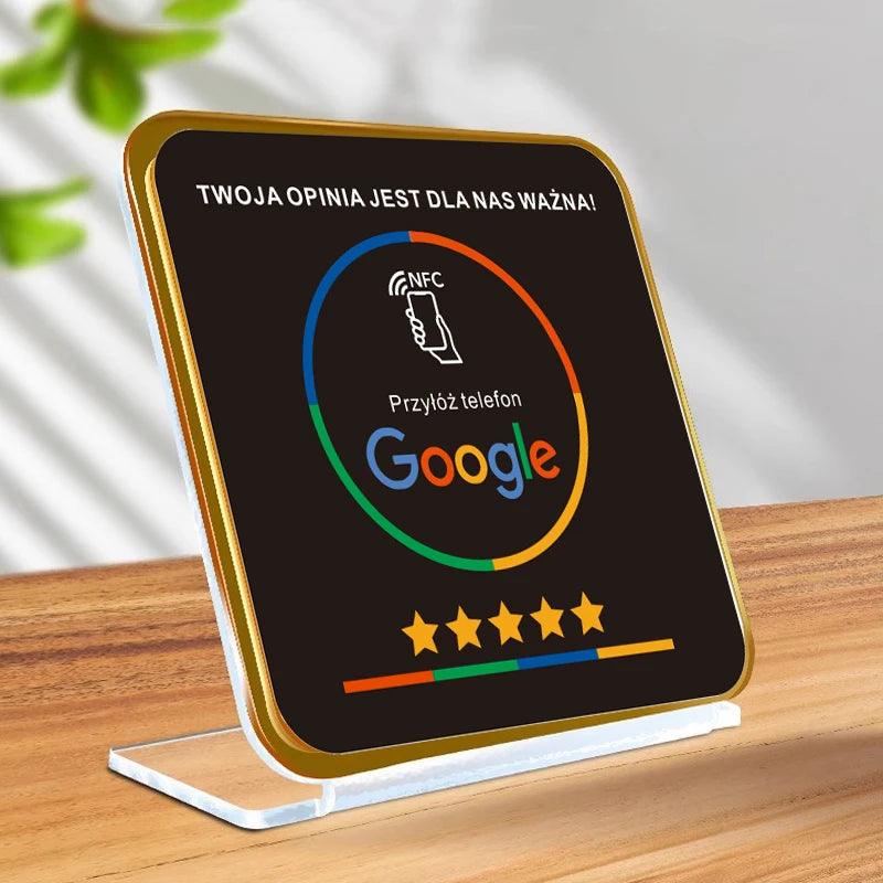 Acrylic Google Review Stand - Black & 7 Languages - GRC Stroe