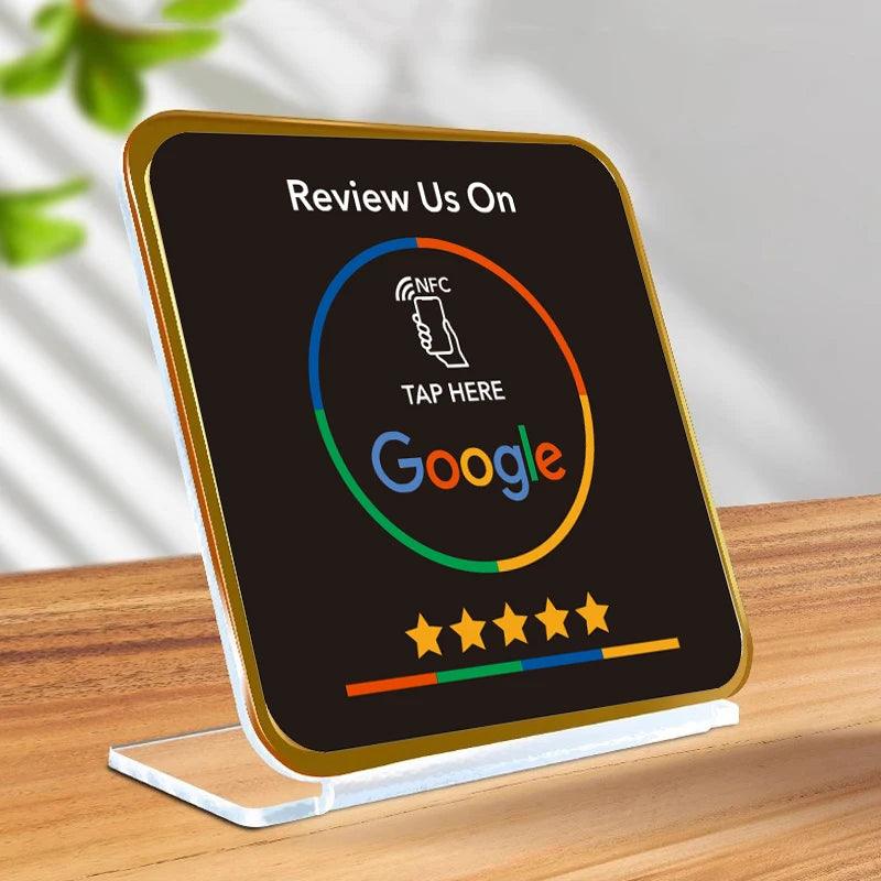 Acrylic Google Review Stand - Black & 7 Languages - GRC Stroe