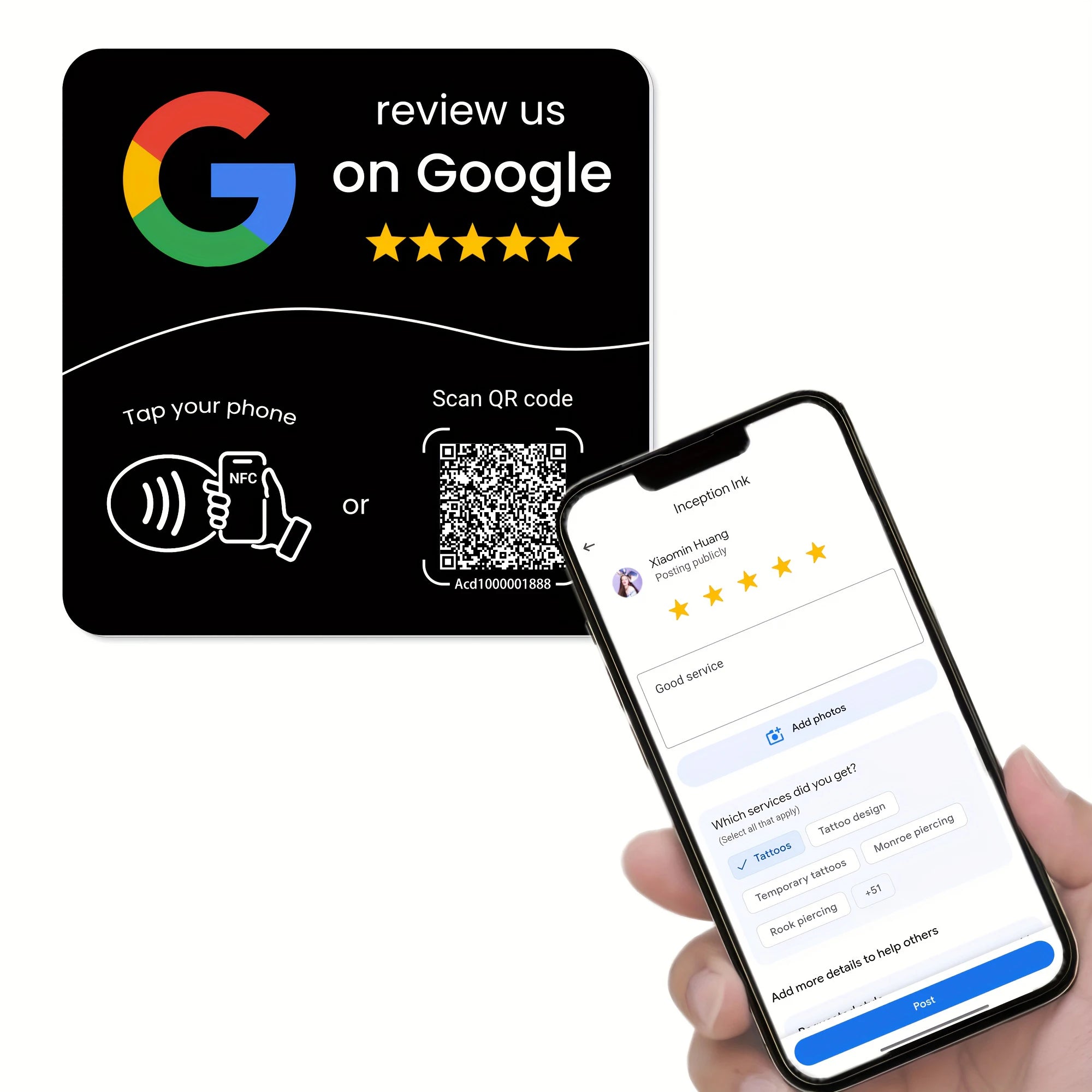 NFC + QR stickers square 1/3/5 pcs